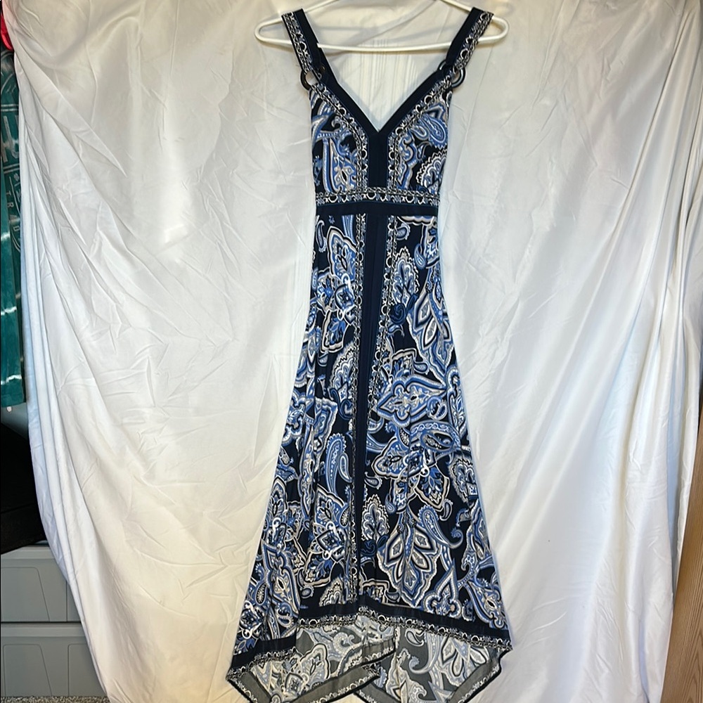 Elegant Blue Paisley Dress